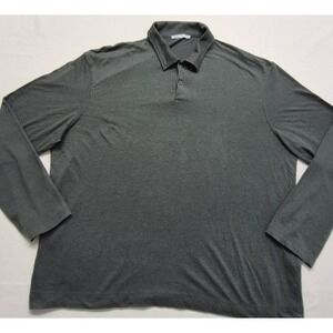 Zara men's gray long sleeve pullover button collar classic polo sz. XL